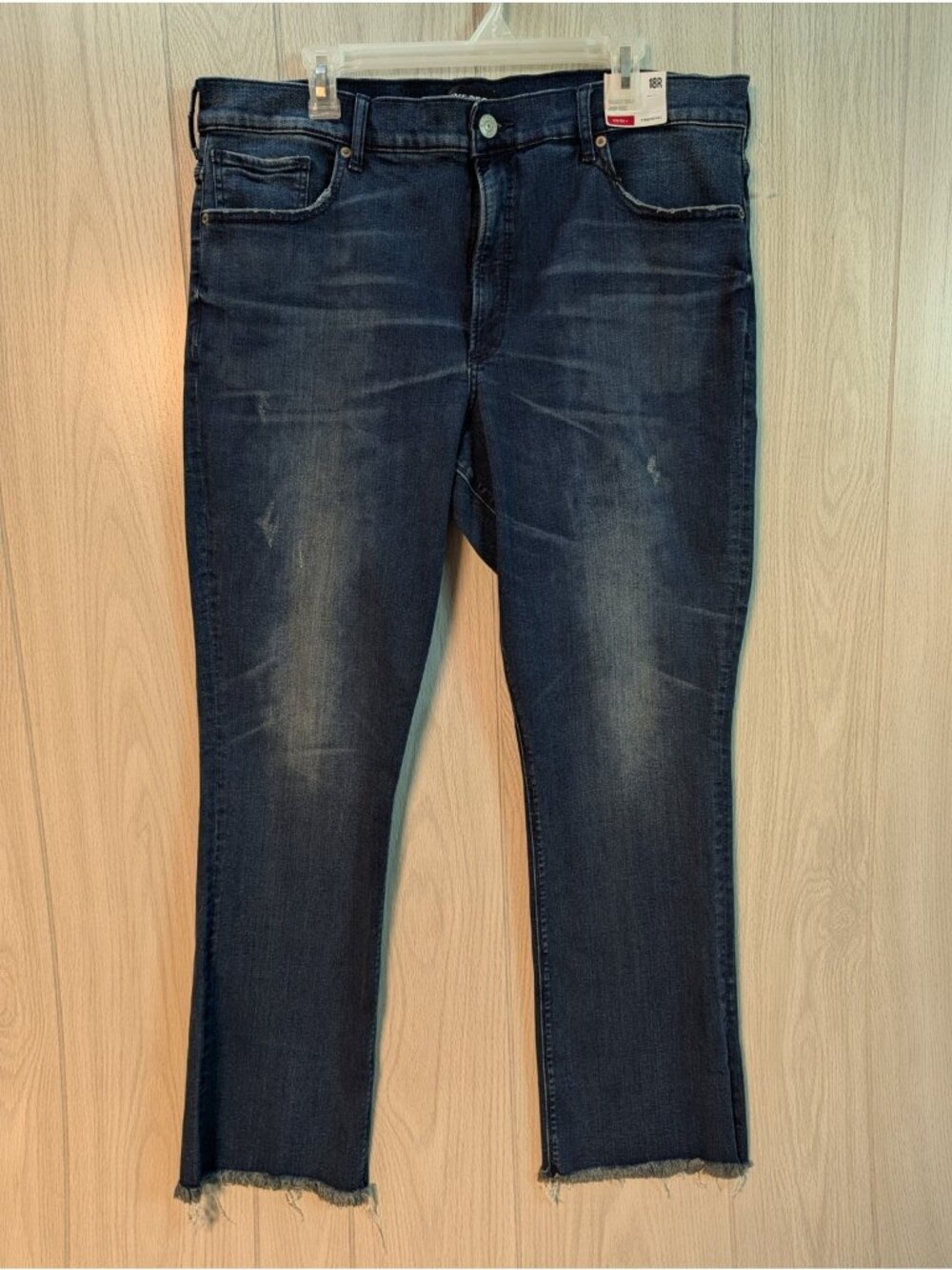 New NWT Express Jeans Womens 18R Barely Boot High Rise Distressed Blue Denim